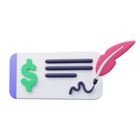 cheque pago 3d icono png