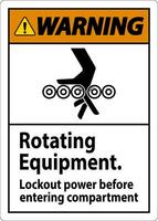 Warning Sign, Rotating Equipment, Lockout Power Before Entering Compartment vector