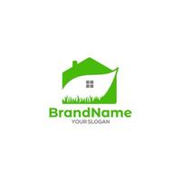 Home Grass Leaf Logo Design Vector