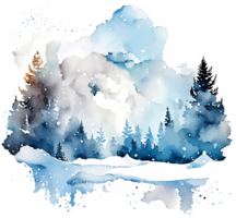 Blue Watercolor Winter Splash Background AI Generative png