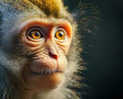 linda mono con un piel capucha ai generativo foto