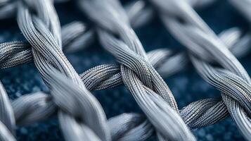 Abstract Background of a Steel Cable A Close-up Image of a Heavy and Industrial Material with a Diagonal Weave and a Metallic Sheen AI Generative photo