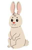 Isolated cute funny hare in flat vector style on white background. Woodland life. Forest animal.
