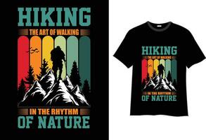 Hiking typography t-shirt design Vector print Template. Premier vector Hiking Retro t-shirt design. Hiking design ready for print vintage apparel poster Retro labels Hiking Mountain Trendy Vector