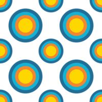 rétro cercle abstrait Contexte sans couture modèle. cercle multicolore années 1970. cercle Donut forme sur transparent arrière-plan, géométrique mignonne png