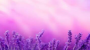 un hermosa y elegante tarjeta con lavanda ramo de flores y un degradado antecedentes ai generativo foto