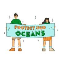 Protect Our Oceans Character Illustration vector