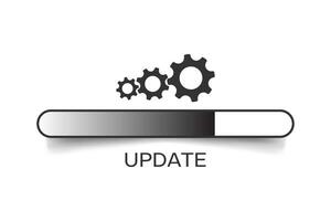 Simple system update interface symbol. App progress bar with gear symbol vector