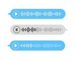 Voice chat template design elements. Chat bubble with play and pause voice chat buttons vector