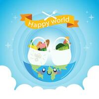 Hand drawn earth as bowl for healthy food vector