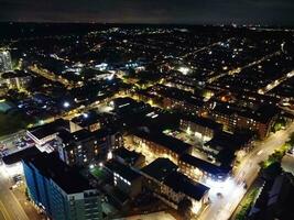 Aerial View of Illuminated Luton City of England UK after Sunset During Night of Summer. Image Was Captured with Drone's Camera on Sep 1st, 2023 photo