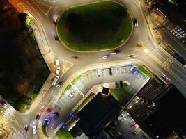 Aerial View of Illuminated Luton City of England UK after Sunset During Night of Summer. Image Was Captured with Drone's Camera on Sep 1st, 2023 photo