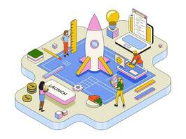 Modern Isometric Illustration design - Startup vector