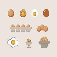 Chicken egg simple icons. Fried egg, Egg box icon set stock - Editable vector illustrations in flat style stock illustration