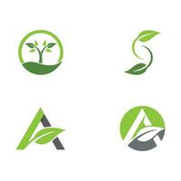 Logos of green Tree leaf ecology vector