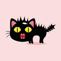 cute black cat posing scared vector