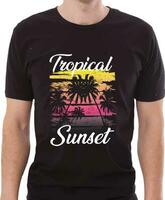 Tropical Sunset Happy Summer T shirt Design vector