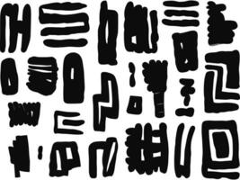 Hand Painted Brush Strokes Set, in the Style of Geometric Shapes and Patterns, Puzzle-Like Elements, Shaped Canvas, Mono-Ha, Oversized Objects, Childs Drawing, Black Paintings vector