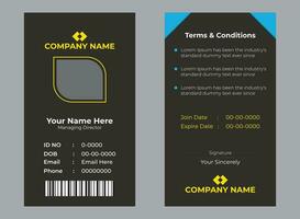 Modern and clean business id card template, professional id card design template, corporate modern business id card design template, Company employee id card template vector