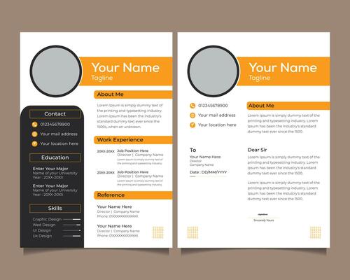 Modern resume, cv and cover letter template design