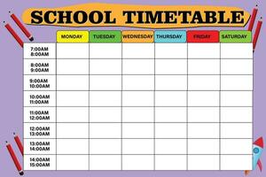Vector colorful school timetable template flat design