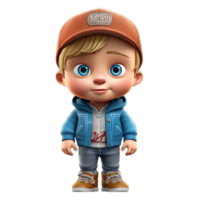 3D cartoon character a cute little boy, Isolated transparent background png