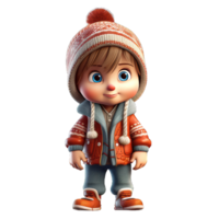 3D cartoon character a cute little boy, Isolated transparent background png