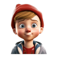 3D cartoon character a cute little boy wear jacket, Isolated transparent background png