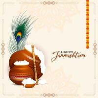 hindú cultural festival contento janmashtami antecedentes diseño vector