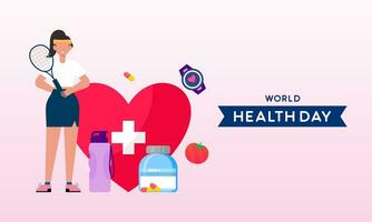 World health day illustration concept with characters people illustration vector