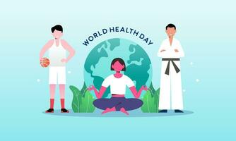 World health day illustration concept with characters people illustration vector