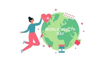 World health day illustration concept with characters people illustration vector