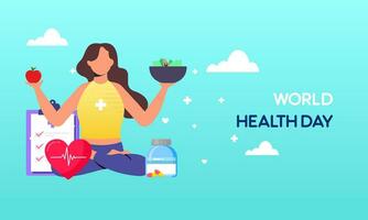 World health day illustration concept with characters people illustration vector