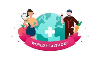 World health day illustration concept with characters people illustration vector