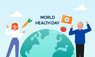 World health day illustration concept with characters people illustration vector