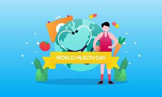 World health day illustration concept with characters people illustration vector