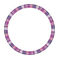 Round frame vector vintage pattern design template. Circle border designs plaid fabric texture. Scottish tartan background for collage art, gif card, handmade crafts.