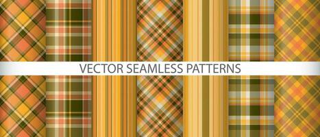 Set pattern seamless textile. Tartan fabric vector. Background check texture plaid. vector