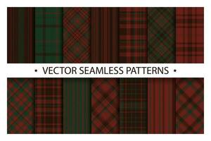 Tartan set pattern seamless plaid vector. Geometric background fabric texture. Modern check fashion template for textile print, wrapping paper, gift card, wallpaper flat design. vector