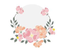 Hand Drawn Soft Anemone Wreath vector