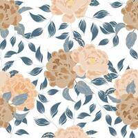 Vintage Blooming Rose Hand Drawn Flower Seamless Pattern vector