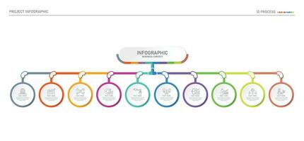 Infographic process design with icons and 10 options or steps. vector