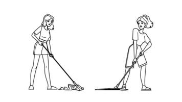 clean mopping floor vector