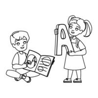 kid learning language vector