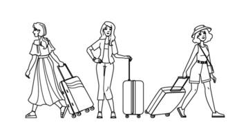suitcase baggage woman vector