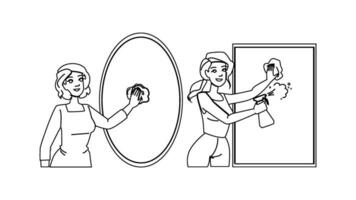 home cleaning mirror vector