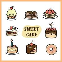 Sweet desserts illustration set in hand drawn style vector