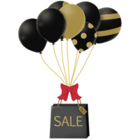 Black Friday balloons, for advertisement, social and fashion ads, for decoration poster, card png