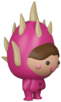 3d ilustração render Rosa personagem Dragão fruta menina em transparente fundo png