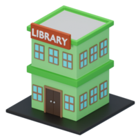 3D library building isometric png